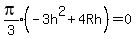 expr%28pi%2F3%29%28-3h%5E2%2B4Rh%29=0