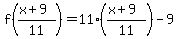 f%28%28x%2B9%29%2F11%29+=+11%28%28x%2B9%29%2F11%29-9