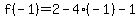 f%28-1%29=%2B2-4%28-1%29-1