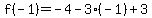 f%28-1%29=-4-3%28-1%29%2B3