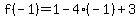 f%28-1%29=1-4%28-1%29%2B3