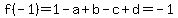 f%28-1%29=1-a%2Bb-c%2Bd=-1