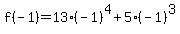 f%28-1%29=13%28-1%29%5E4%2B5%28-1%29%5E3%9612%28-1%29%5E2%9618%28-1%29%9632
