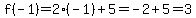 f%28-1%29+=+2%28-1%29%2B+5=-2%2B5=3