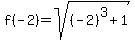 f%28-2%29+=+sqrt%28%28-2%29%5E3+%2B+1%29
