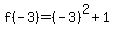 f%28-3%29=%28-3%29%5E2%2B1