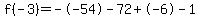 f%28-3%29=--54-72%2B-6-1