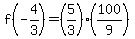 f%28-4%2F3%29=%285%2F3%29%28100%2F9%29