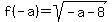f%28-a%29+=+sqrt%28-a-8%29