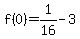 f%280%29=+1%2F16-3