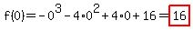 f%280%29=-0%5E3-4%2A0%5E2%2B4%2A0%2B16=highlight%2816%29