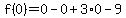 f%280%29=0-0%2B3%2A0-9