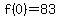 f%280%29=83
