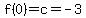 f%280%29=c=-3