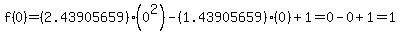 f%280%29+=+%282.43905659%29%280%5E2%29+-+%281.43905659%29%280%29+%2B+1+=+0+-+0+%2B+1+=+1