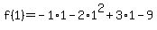 f%281%29=-1%2A1-2%2A1%5E2%2B3%2A1-9