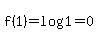 f%281%29=log%281%29=0