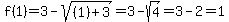 f%281%29+=+3+-+sqrt%28%281%29%2B3%29+=+3+-+sqrt%284%29+=+3+-+2+=+1