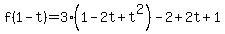 f%281-t%29+=+3%281-2t%2Bt%5E2%29-2%2B2t%2B1