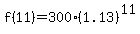 f%2811%29+=+300%281.13%29%5E11