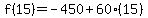 f%2815%29=-450%2B60%2815%29