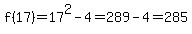 f%2817%29=17%5E2-4=289-4=285