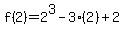 f%282%29=2%5E3-3%282%29%2B2
