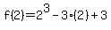 f%282%29=2%5E3-3%282%29%2B3