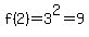 f%282%29=3%5E2=9