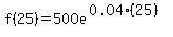 f%2825%29=500e%5E%280.04%2825%29%29