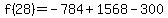 f%2828%29=-784%2B1568-300