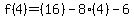 f%284%29=%2816%29-8%284%29-6