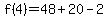 f%284%29=48%2B20-2