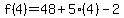 f%284%29=48%2B5%284%29-2