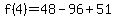 f%284%29=48-96%2B51