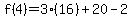 f%284%29+=+3%2816%29%2B20-2