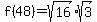 f%2848%29+=sqrt%2816%29%2Asqrt%283%29