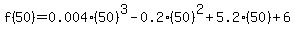 f%2850%29=0.004%2850%29%5E3-0.2%2850%29%5E2%2B5.2%2850%29%2B6