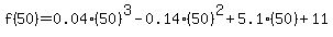 f%2850%29=0.04%2850%29%5E3-0.14%2850%29%5E2%2B5.1%2850%29%2B11