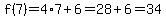 f%287%29=4%2A7%2B6=28%2B6=34