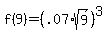 f%289%29+=+%28.07%2Asqrt%289%29%29%5E3
