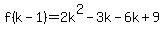 f%28k-1%29=2k%5E2-3k-6k%2B9
