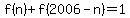 f%28n%29%2Bf%282006-n%29+=+1