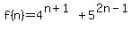 f%28n%29=4%5E%28n%2B1%29+%2B+5%5E%282n-1%29
