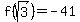 f%28sqrt%283%29%29=-41