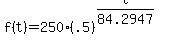 f%28t%29+=+250%28.5%29%5E%28t%2F84.2947%29