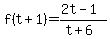 f%28t%2B1%29+=+%282t-1%29%2F%28t%2B6%29