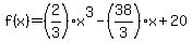 f%28x%29=%282%2F3%29x%5E3-%2838%2F3%29x%2B20
