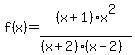 f%28x%29=%28x%2B1%29x%5E2%2F%28%28x%2B2%29%28x-2%29%29
