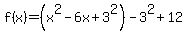 f%28x%29=%28x%5E2-6x%2B3%5E2%29-3%5E2%2B12